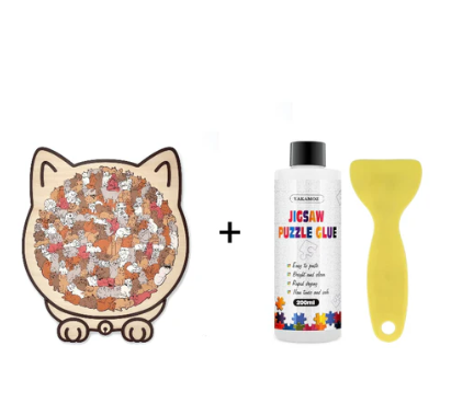 🐱135dielne drevené puzzle v tvare mačky vo farbách Morandiho🎁