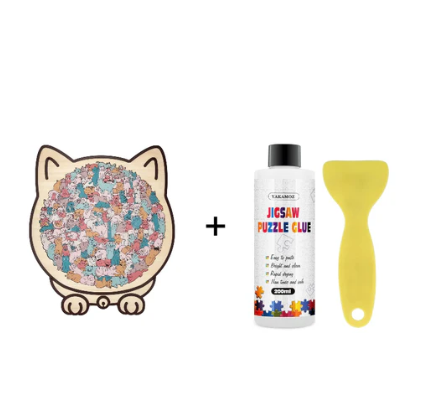 🐱135dielne drevené puzzle v tvare mačky vo farbách Morandiho🎁