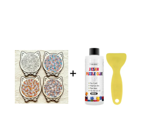 🐱135dielne drevené puzzle v tvare mačky vo farbách Morandiho🎁