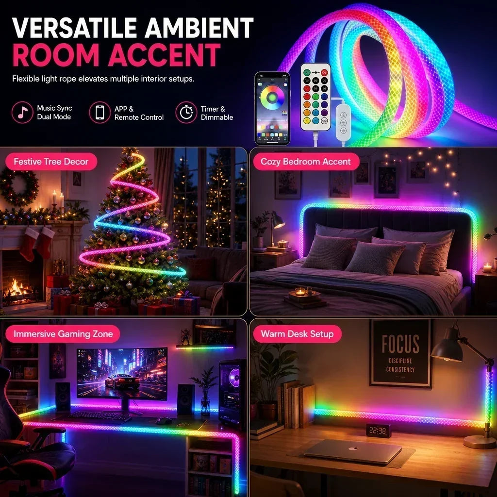 🌈 Neónový svetelný pás s efektom Marderfell a 360° ambientným osvetlením ✨