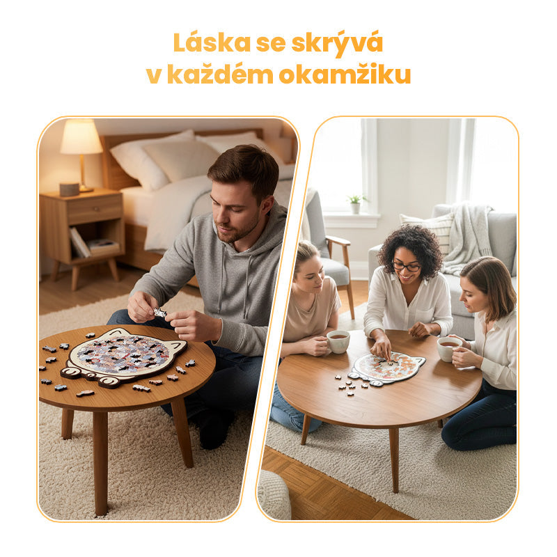 🐱135dielne drevené puzzle v tvare mačky vo farbách Morandiho🎁