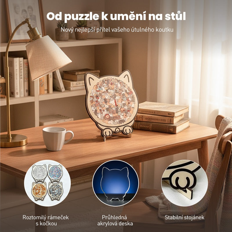 🐱135dielne drevené puzzle v tvare mačky vo farbách Morandiho🎁