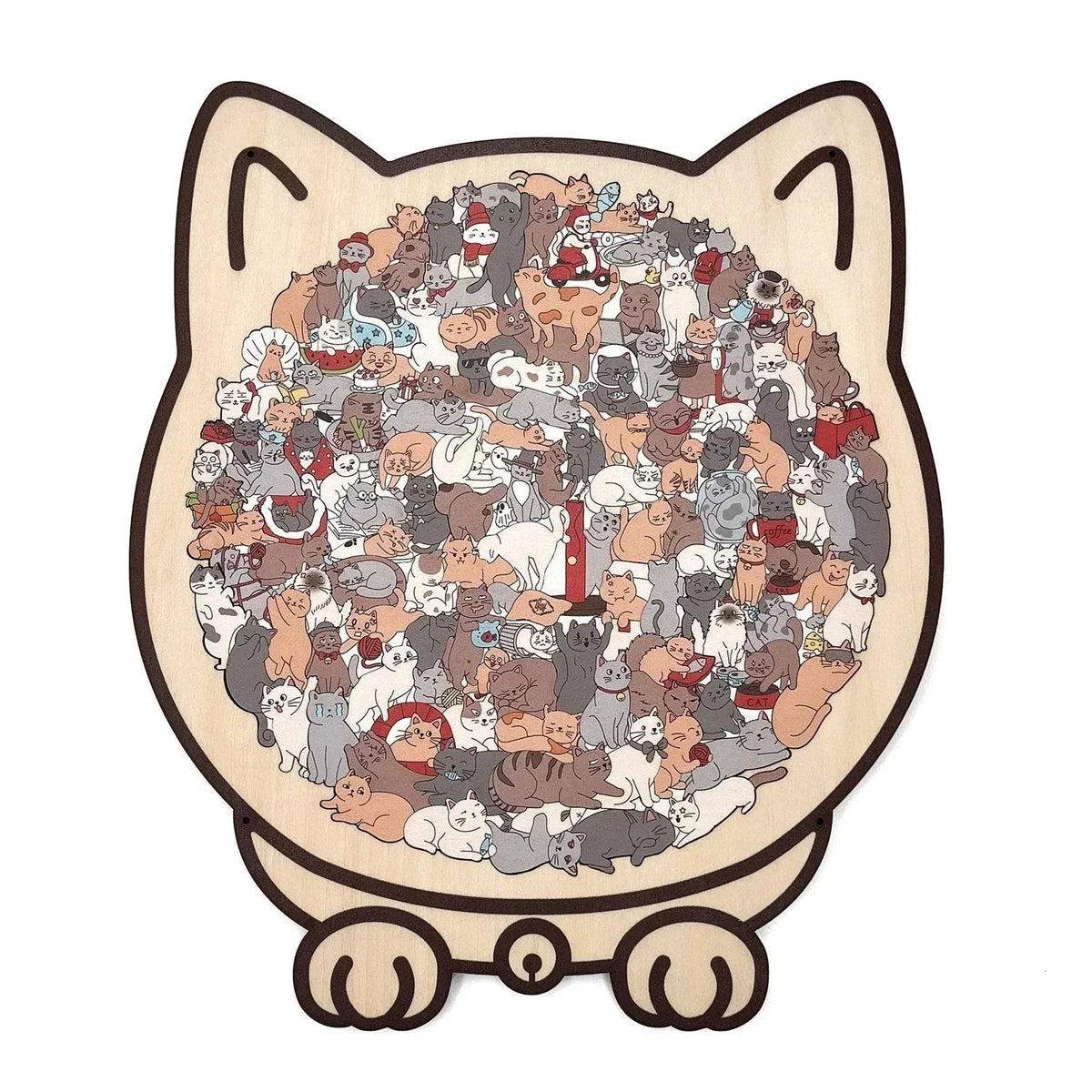 🐱135dielne drevené puzzle v tvare mačky vo farbách Morandiho🎁