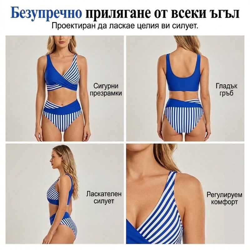 🔥 S-3XL 👙 Dvodelne kopalke z barvnimi bloki in črtami 🌊🏖️