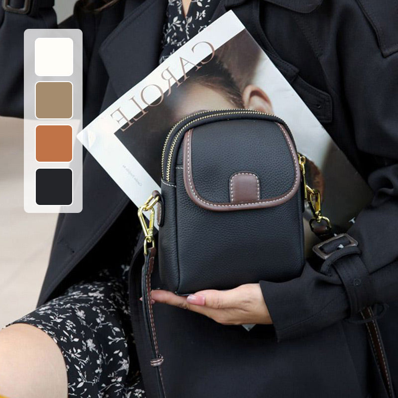 Dámska klasická PU crossbody kabelka s dvojitým zipsom