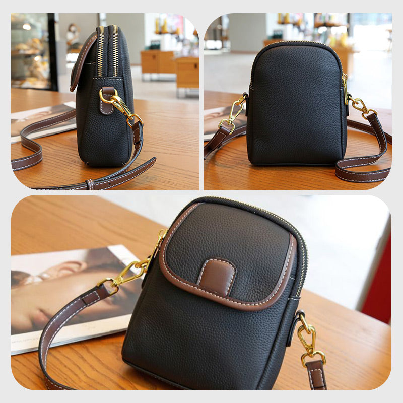 Dámska klasická PU crossbody kabelka s dvojitým zipsom