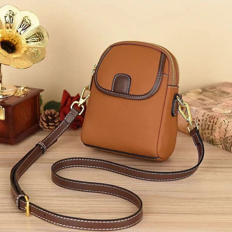 Dámska klasická PU crossbody kabelka s dvojitým zipsom