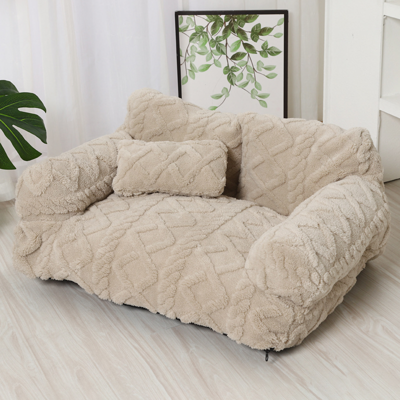 ✨🔥Plyšový upokojujúci pelech pre domácich miláčikov v tvare pohovky s prateľným poťahom 🛋️