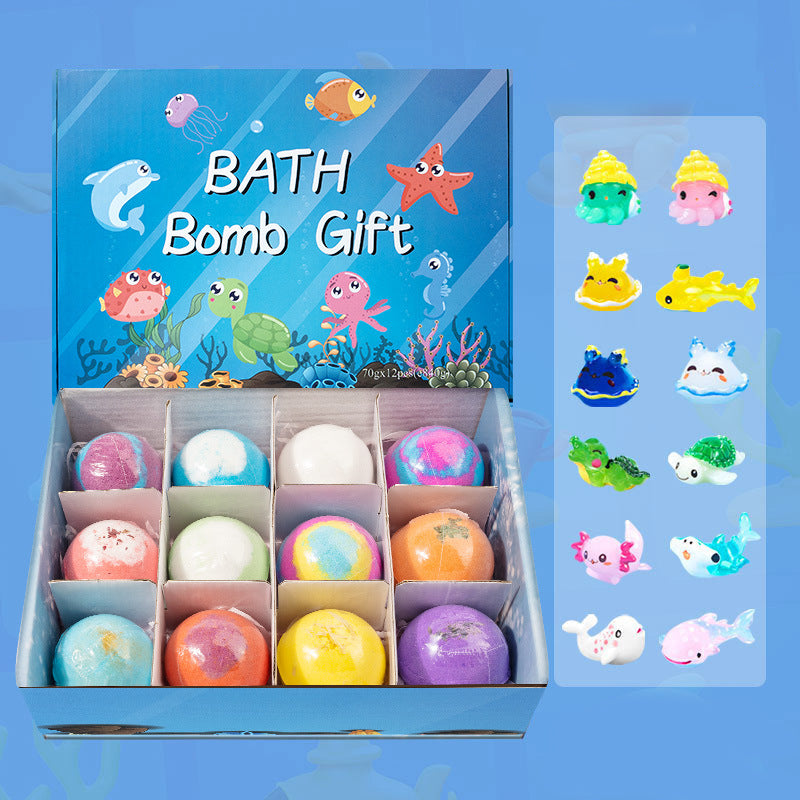 🛁12 dielna darčeková sada kúpeľových solí（vstavaná hračka）