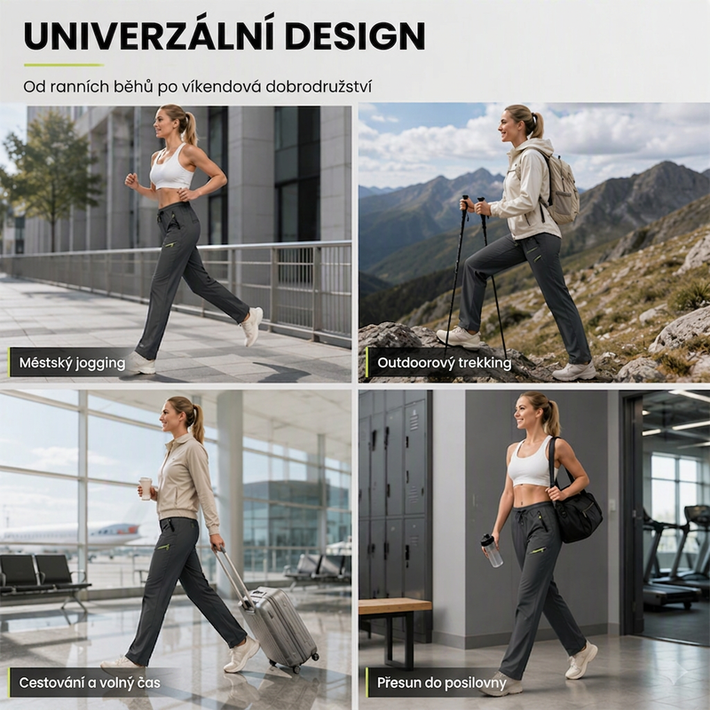 Dámske voľnočasové športové nohavice s vreckami na zips