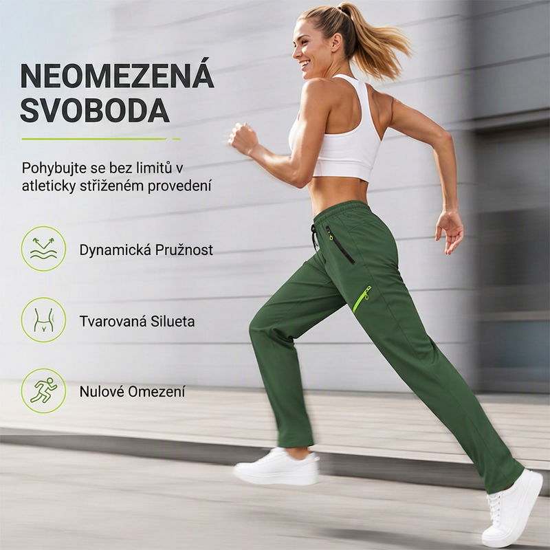 Dámske voľnočasové športové nohavice s vreckami na zips