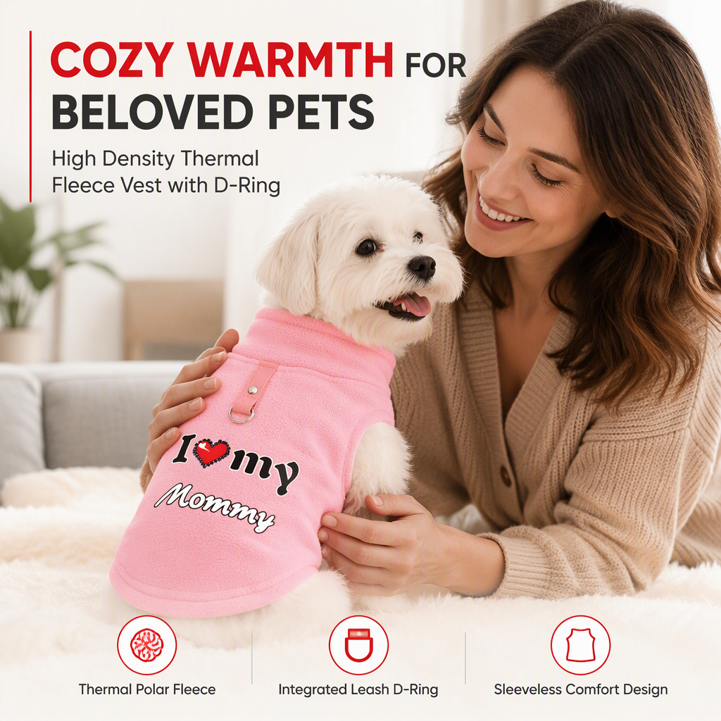 🐾 Teplý psí sveter s pútkom na vodítko – s nápisom ”Love Daddy & Mommy“, pre pohodlné zimné prechádzky ❄️✨